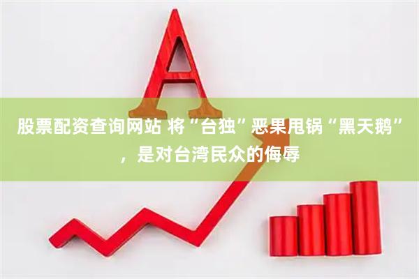 股票配资查询网站 将“台独”恶果甩锅“黑天鹅”，是对台湾民众的侮辱