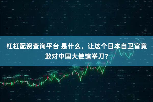 杠杠配资查询平台 是什么，让这个日本自卫官竟敢对中国大使馆举刀？